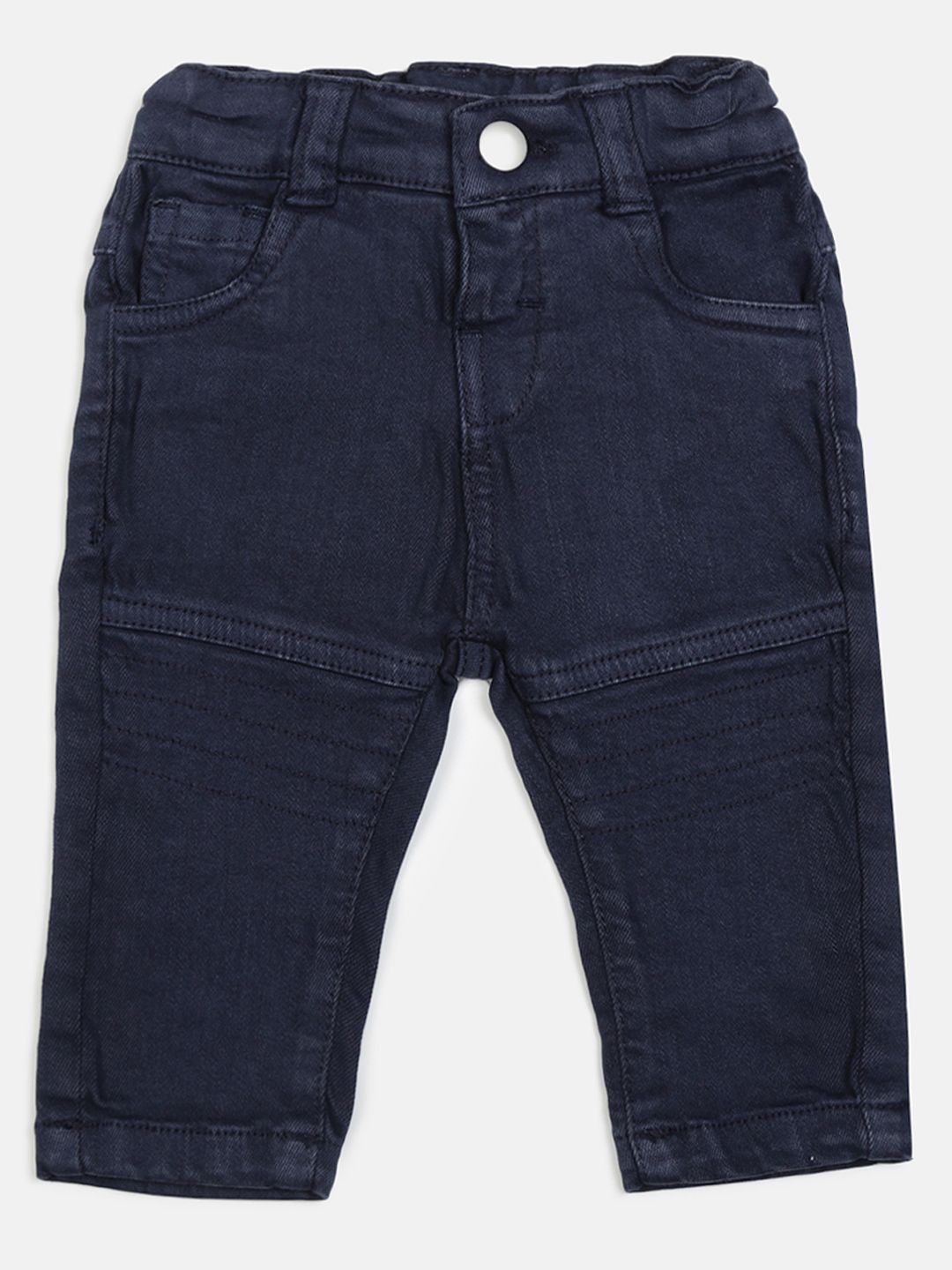 Stretch Denim With Stitch Details-Navy Blue